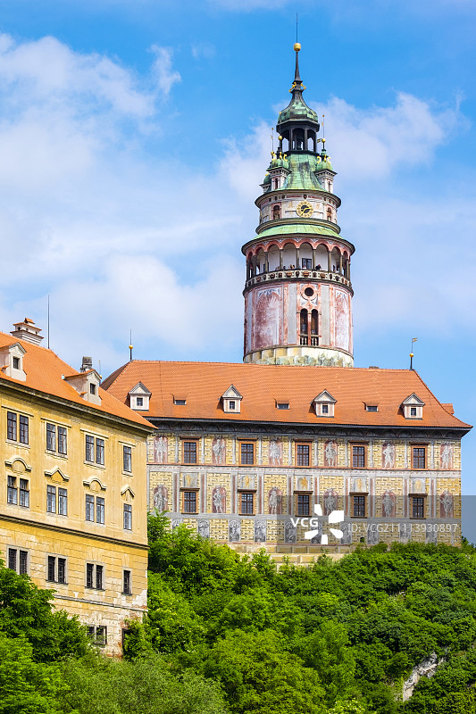 克鲁姆洛夫城堡屋顶景观图片素材