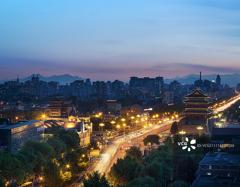 北京王府井正阳门夜景图片素材
