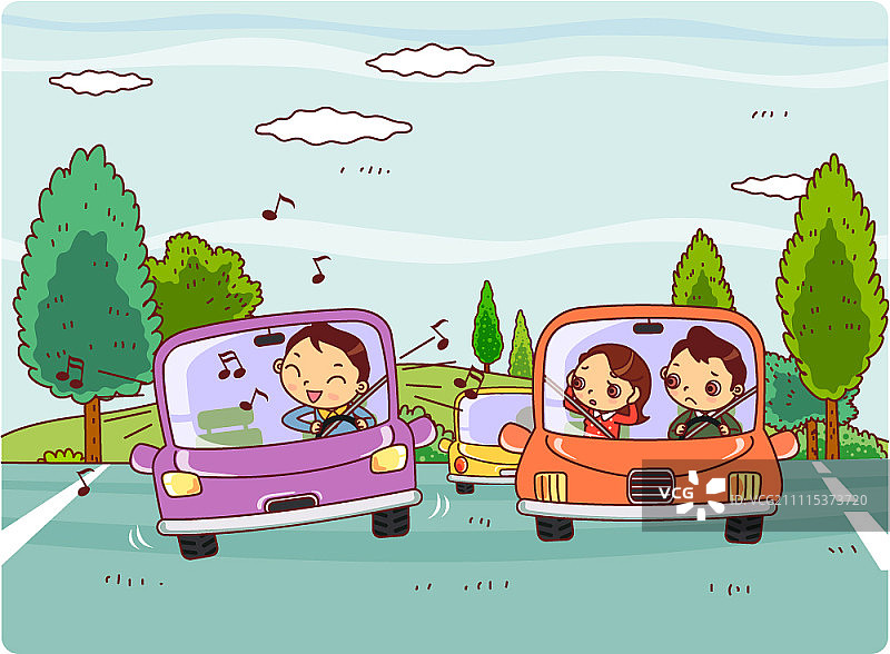 男人开车听着大声的音乐图片素材