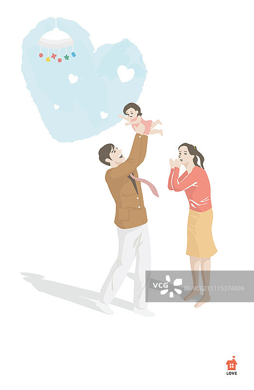 年轻父母抱着婴儿图片素材