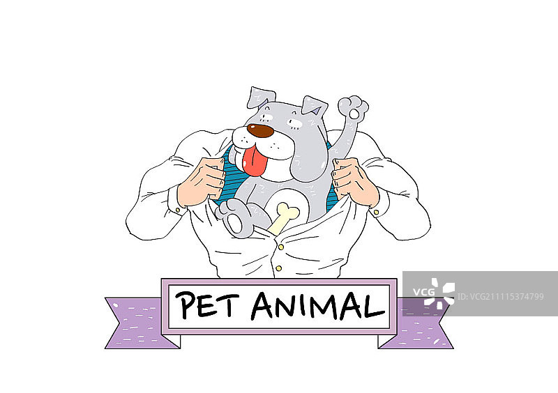 穿男士衬衫的狗图片素材