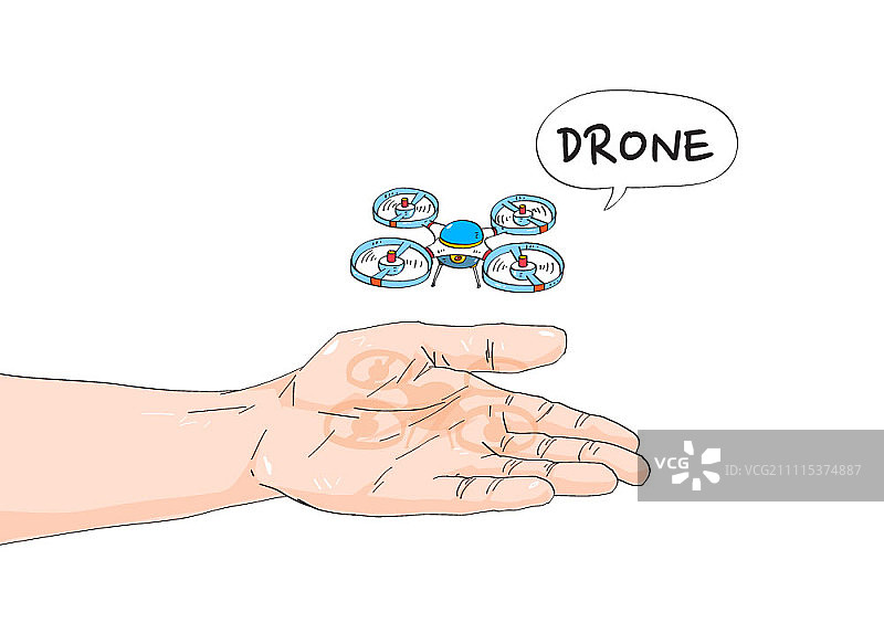无人机在人手上空飞行图片素材