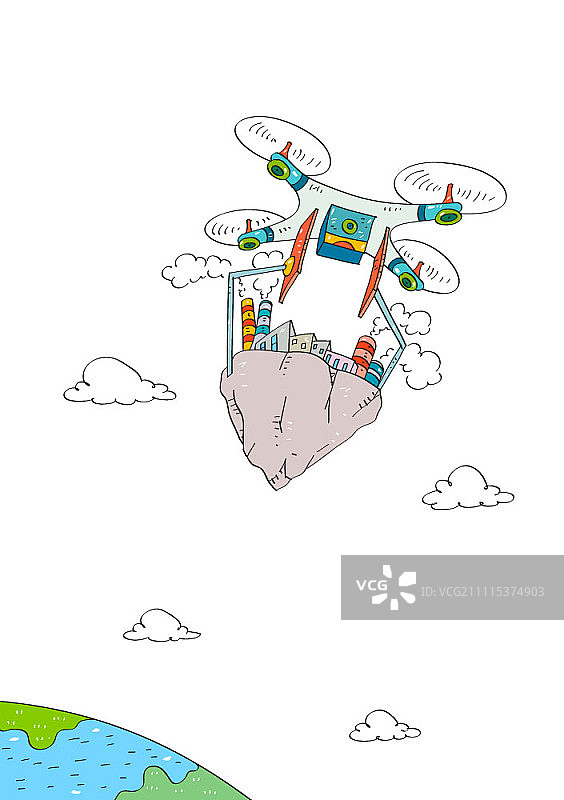 无人机运载工业区岛屿图片素材