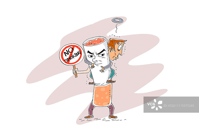拿着禁烟标志且背着死人的香烟图片素材