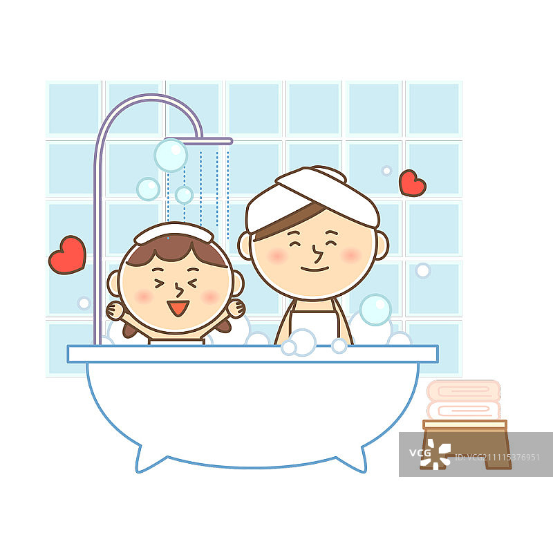 母女在浴缸里洗澡图片素材