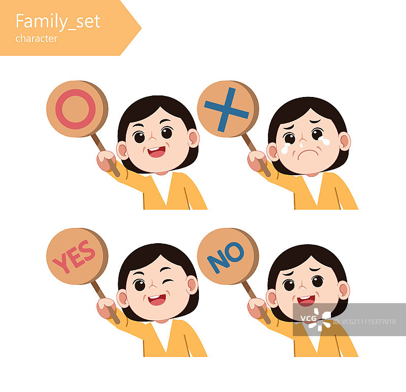 人物角色举着YES、NO标牌图片素材