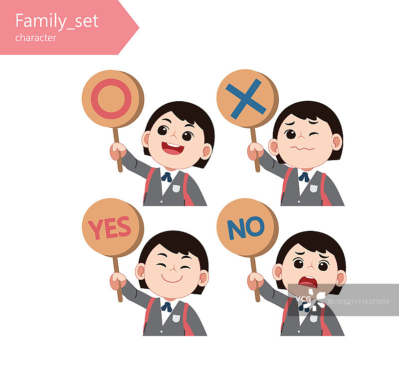 人物角色举着YES、NO标牌图片素材