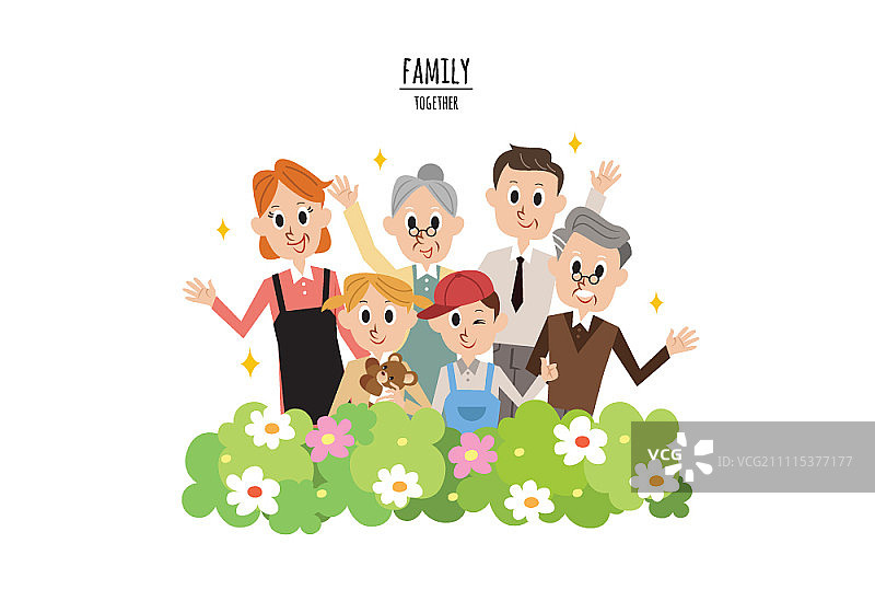 大家庭在花卉园图片素材