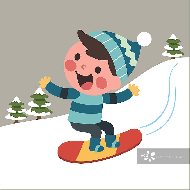 男孩滑雪下山图片素材