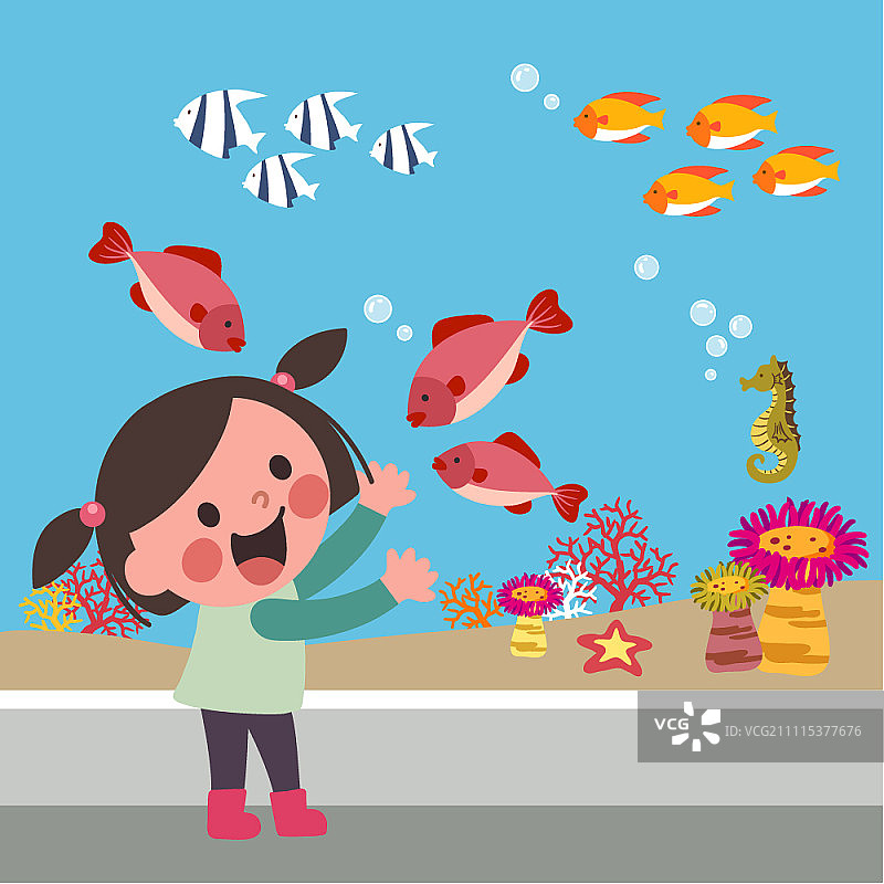 在水族馆的女孩图片素材