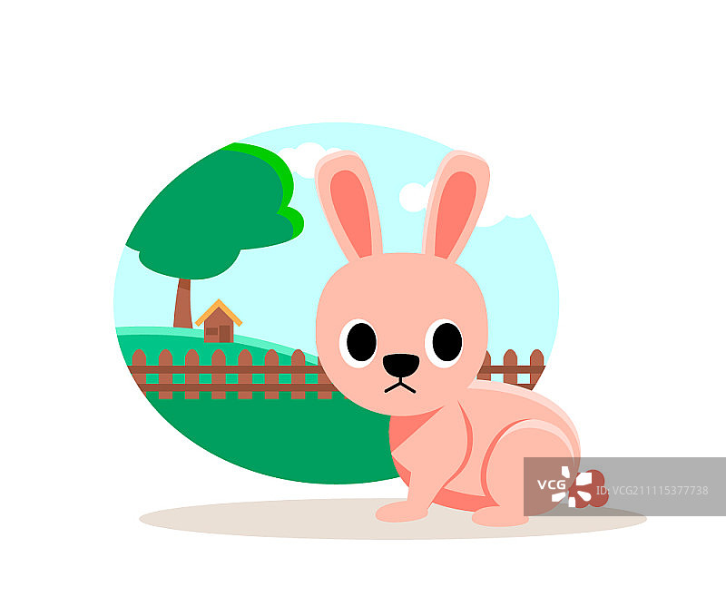 靠着栅栏的兔子图片素材