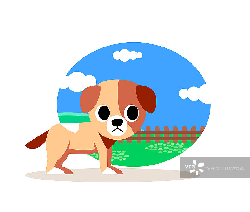 围栏边的小狗图片素材