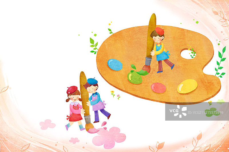 儿童绘画与调色板图片素材