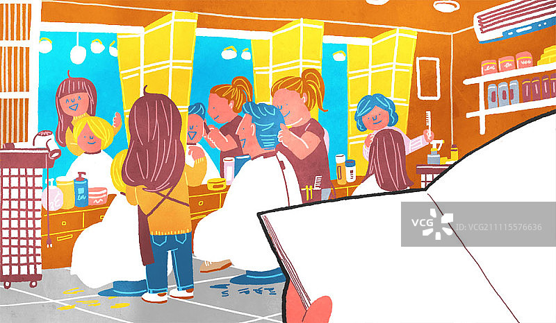 美发沙龙中的空白书本框架图片素材