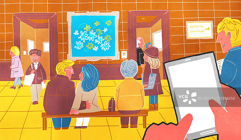 艺术画廊中的平板电脑框架图片素材