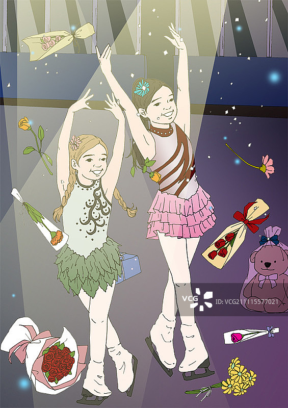 演出后手捧鲜花的女孩图片素材