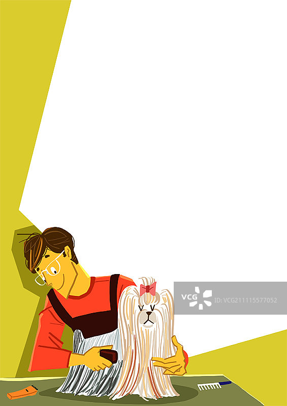 狗狗美容师给狗梳毛图片素材