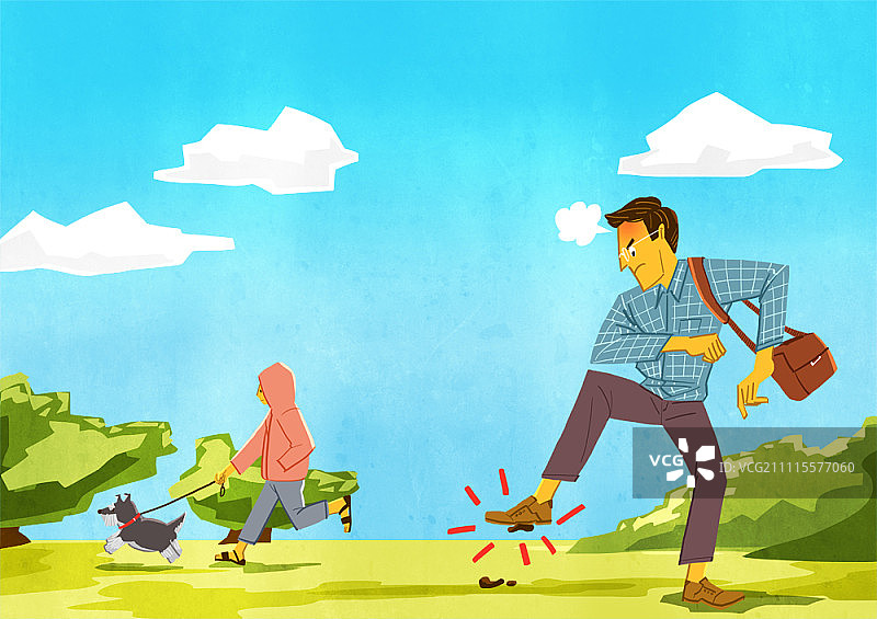 男人踩到狗屎图片素材