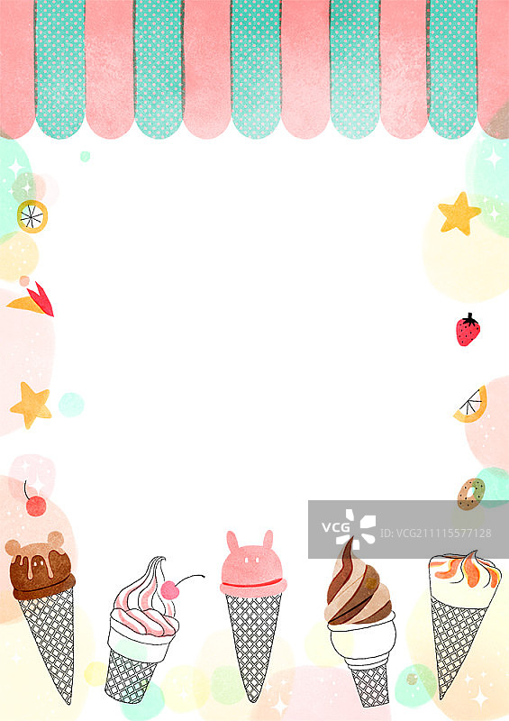 柔和彩色背景的冰淇淋甜筒图片素材