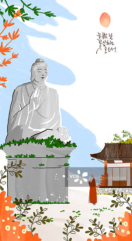 僧侣朝拜佛像图片素材