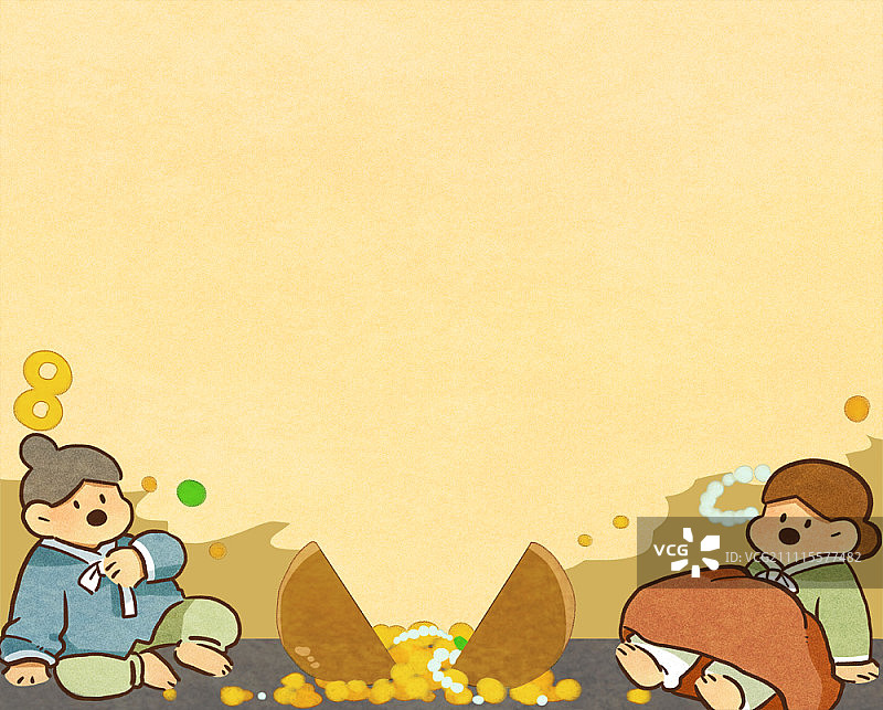 情侣身穿韩服，惊喜地收到珠宝图片素材