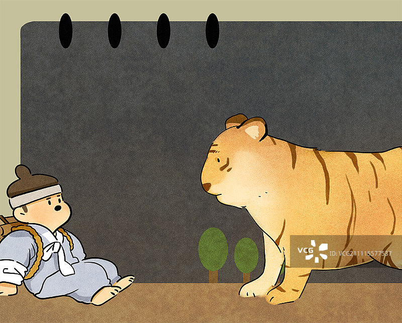 男人害怕老虎图片素材