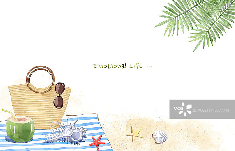 沙滩垫子插画图片素材