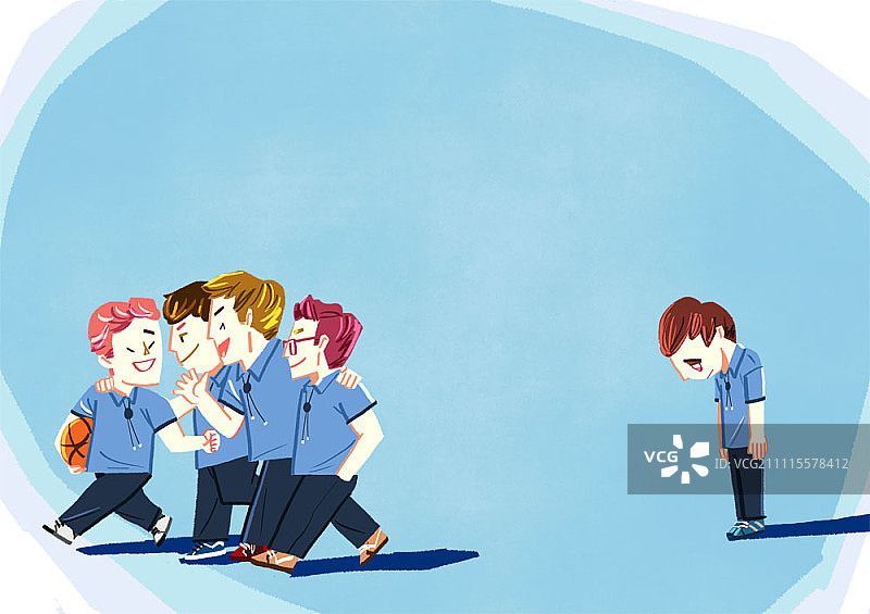 男孩被同学排斥图片素材