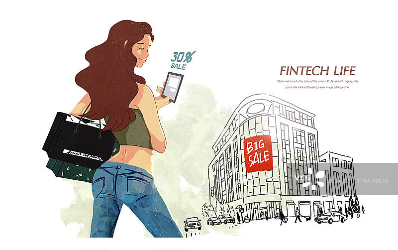 在百货商店购物的女人图片素材