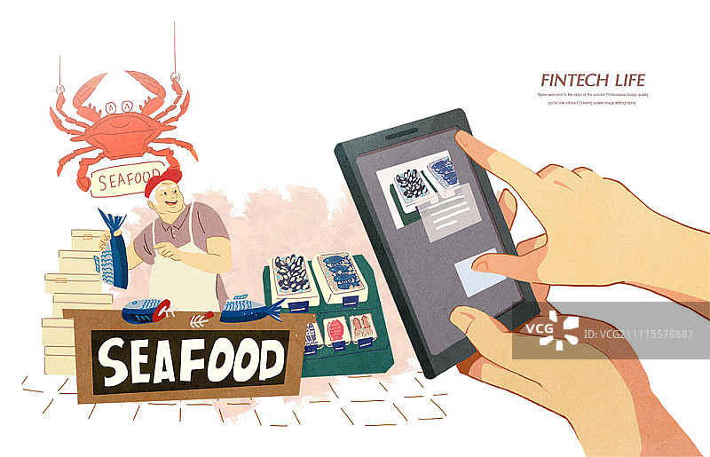 在平板电脑上购买海鲜图片素材
