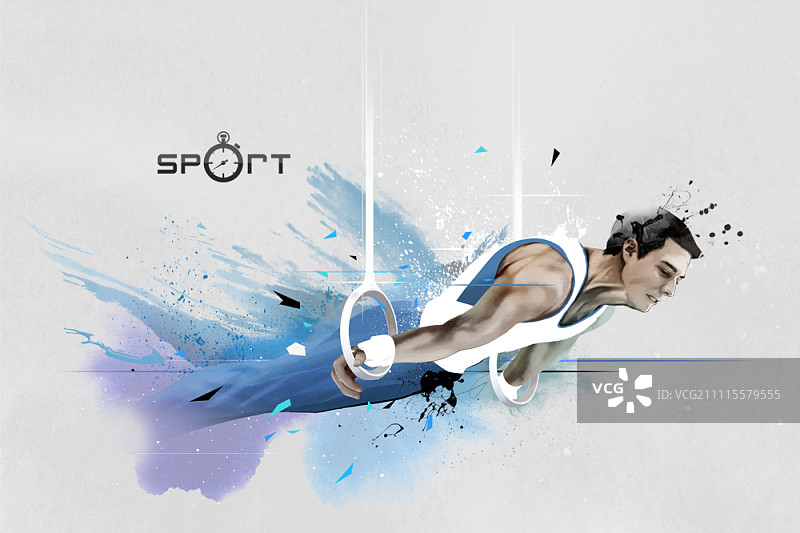 在吊环上表演的男体操运动员图片素材