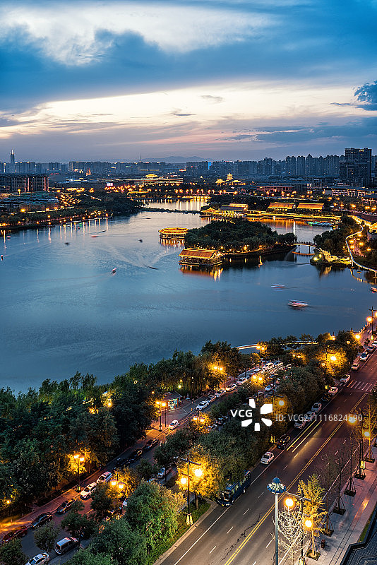 西安南湖夜景图片素材
