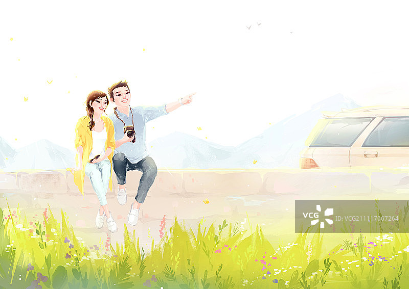 情侣郊游图片素材