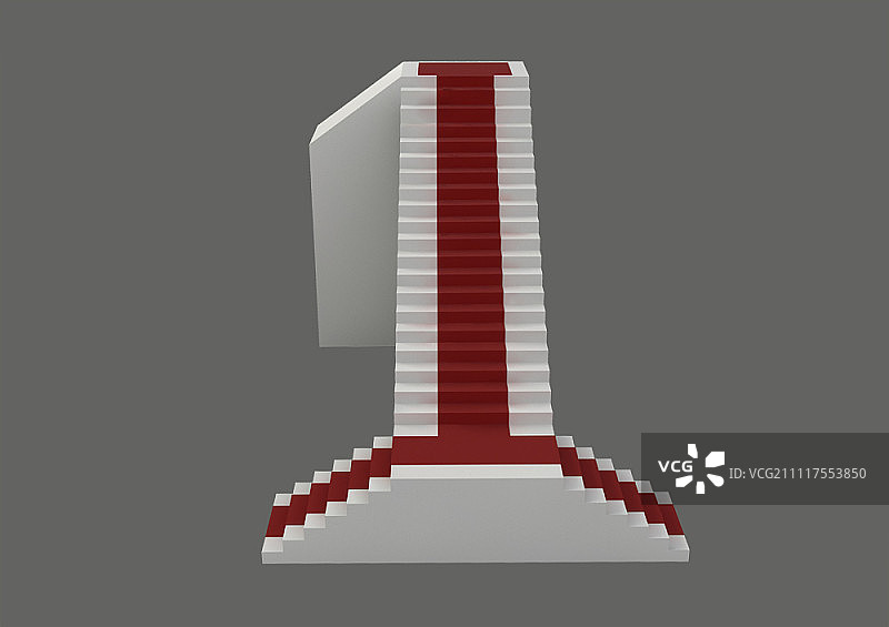 铺着红地毯的3D楼梯设计图片素材