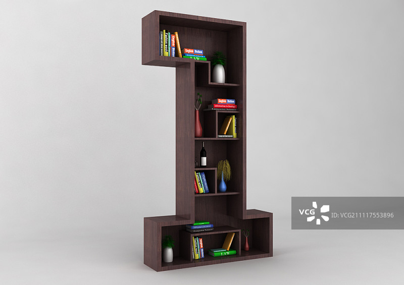 数字1造型书架图片素材