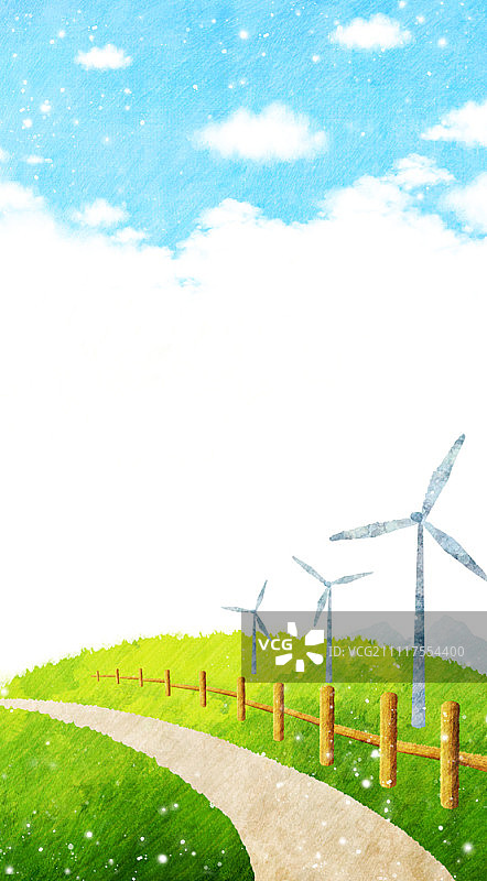 山丘上的风车图片素材