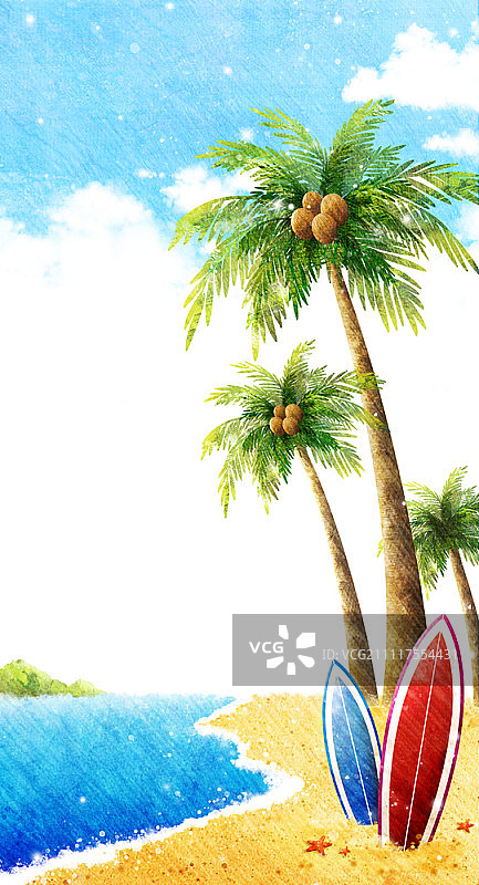 海滩上的冲浪板图片素材