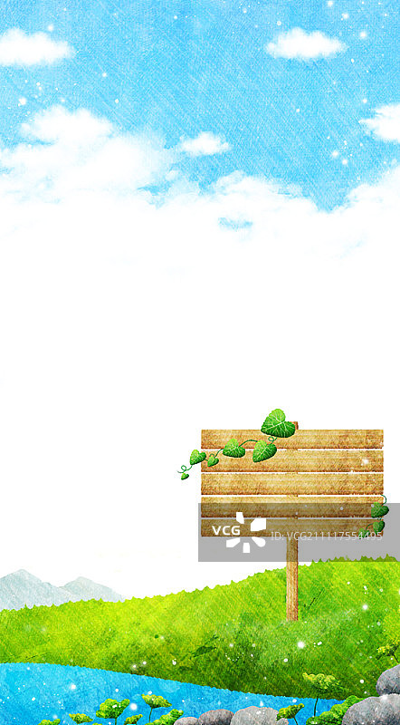 山上的木制留言板图片素材