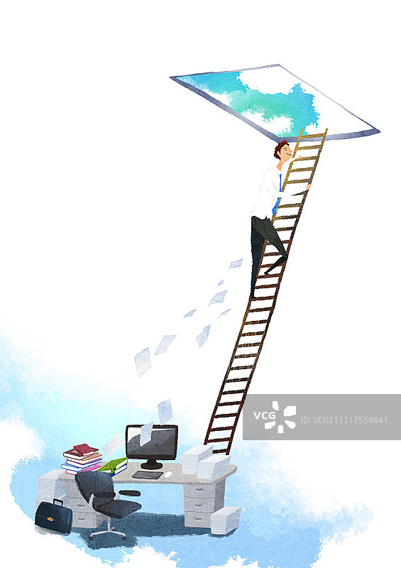 商人逃离办公室图片素材