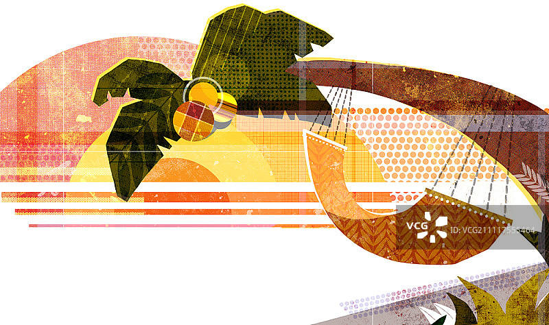 日落时分的棕榈树吊床图片素材