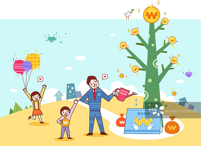 家庭财务插画图片素材