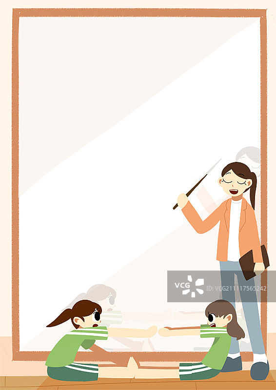 体育课上做伸展运动的女孩图片素材
