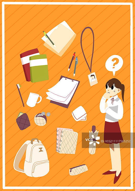 携带学习用品的女学生图片素材