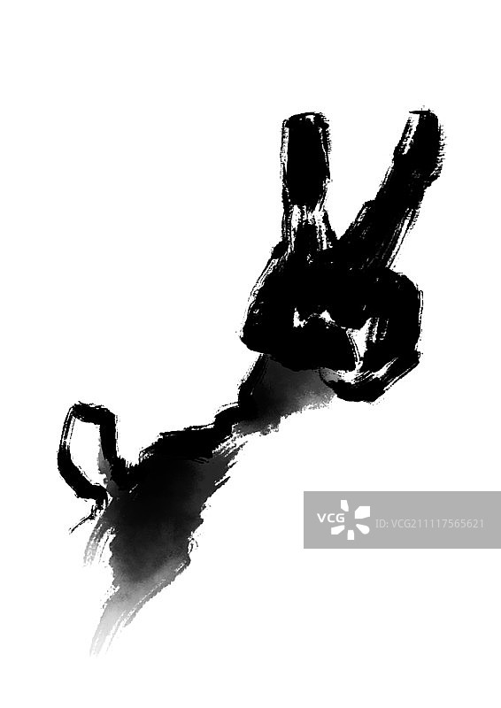 男子用手势表达V字图片素材