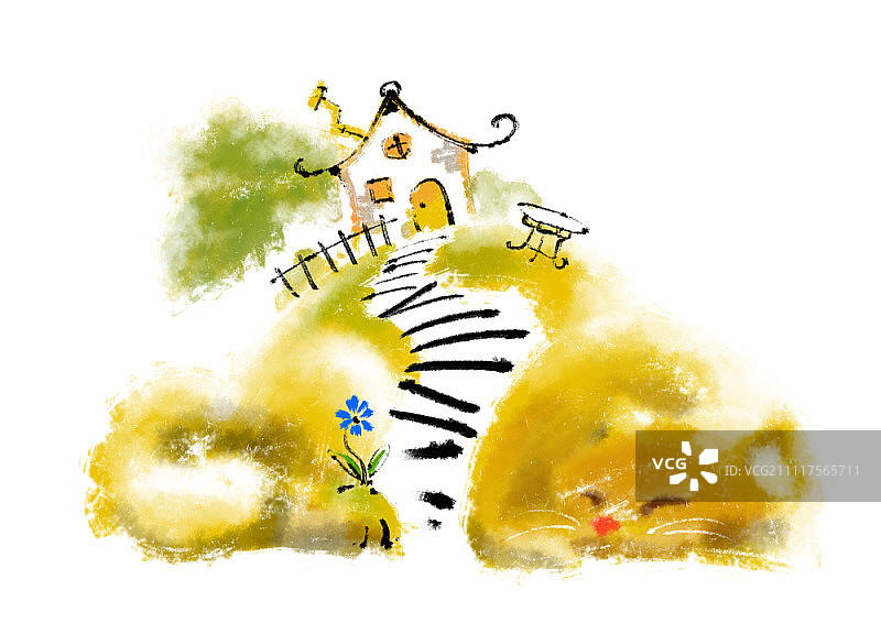 房屋和花园的插画图片素材