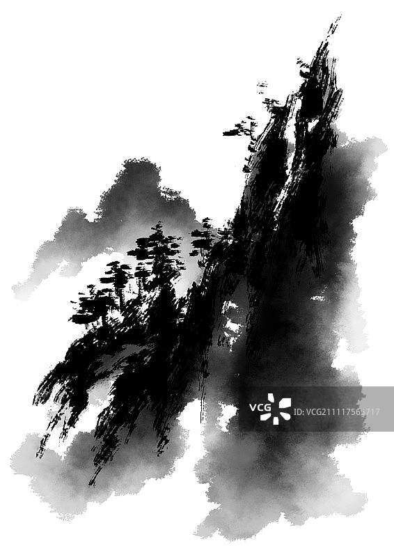 山脉墨水画图片素材