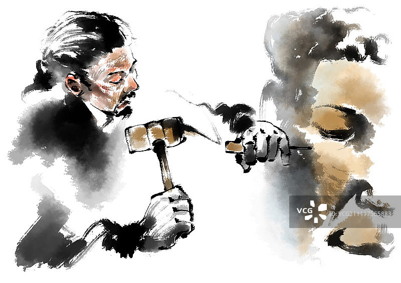 雕塑家雕刻造型图片素材