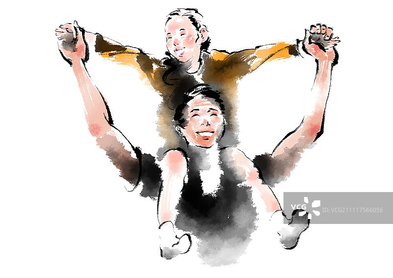 父亲给女儿骑脖马图片素材