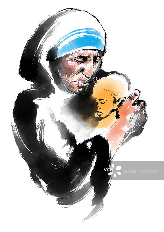 老年妇女拥抱婴儿图片素材