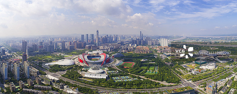 南京建邺河西航拍全景图图片素材